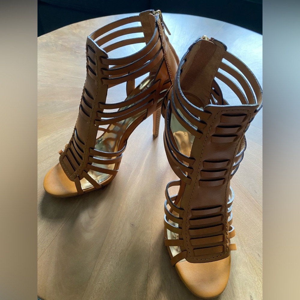 Coach Lucy - Elegant Tan Strappy Heels